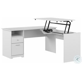 Cabot White 60" 3 Position Sit to Stand L Shaped Desk