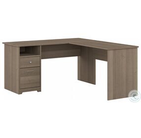 Cabot Ash Gray 60" L Shaped Computer Desk with Drawers