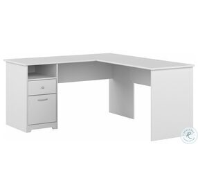 Cabot White 60" L Shaped Computer Desk with Drawer