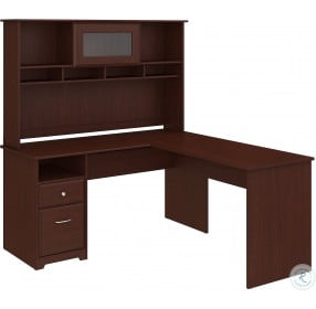 Cabot Harvest Cherry L Shaped Computer Desk with Hutch