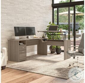 Cabot Ash Gray 72" 3 Position Sit to Stand L Shaped Home Office Set