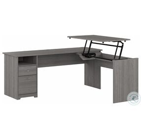 Cabot Modern Gray 72" 3 Position Sit to Stand L Shaped Desk