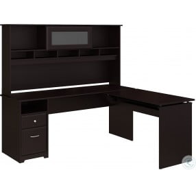 Cabot Espresso Oak Sit To Stand Desk with Hutch
