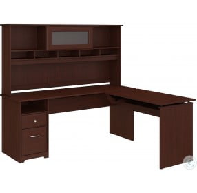 Cabot Harvest Cherry Sit To Stand Desk with Hutch