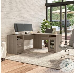 Cabot Ash Gray 72" L Shaped Home Office Set with Storage