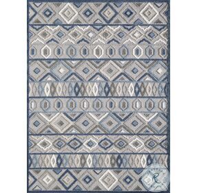 Calla Grey And Blue Aztec Large Rug