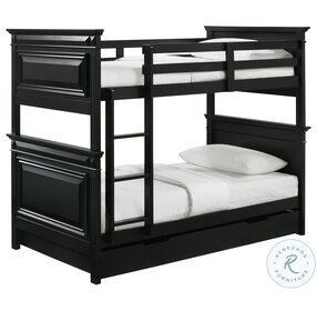 Trent Antique Black Twin Over Twin Bunk Bed With Trundle