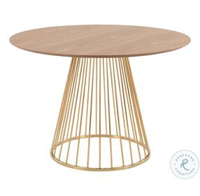 Canary Gold Metal And Natural Wood Dining Table