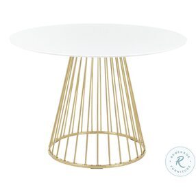 Canary Gold Metal And White Top Dining Table
