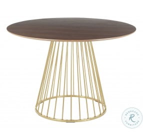 Canary Gold Metal And Walnut Wood Dining Table