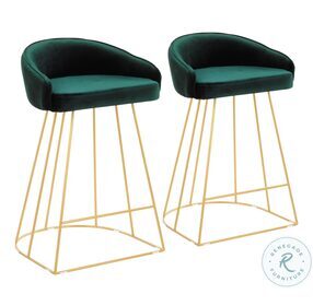 Canary Gold With Green Velvet Counter Height Stool Set Of 2