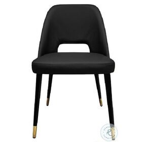 Cap Black Leather Dining Chair Set of 2