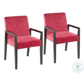Carmen Crushed Hot Pink Velvet And Black Wood Arm Chair Set Of 2
