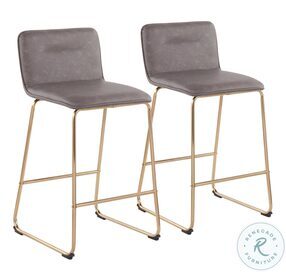 Casper Grey PU And Gold Metal Counter Height Stool Set of 2