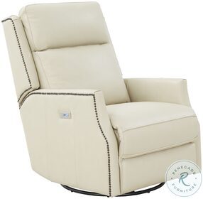 Cavill Barone Parchment Leather Swivel Glider Power Recliner with Power Headrest