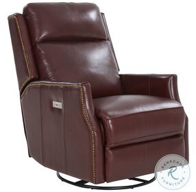 Cavill Marisol Cabernet Leather Swivel Glider Power Recliner with Power Headrest