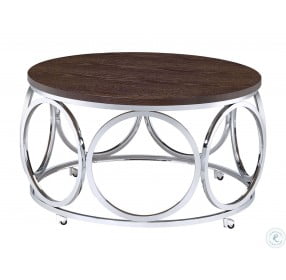 Jayme Brown And Chrome Round Coffee Table
