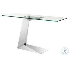 Cecilia Clear Bent Glass And Silver Console Table