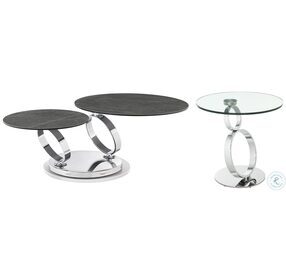 Satellite Gray And Silver Extendable Swivel Occasional Table Set