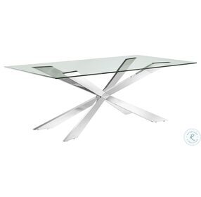 Vortex Clear And Polished Stainless Steel Dining Table