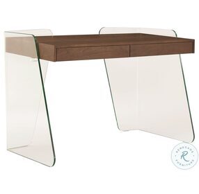 Archie Walnut And Clear Glass Office Desk