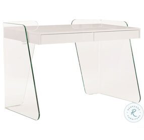 Archie White And Clear Glass Office Desk