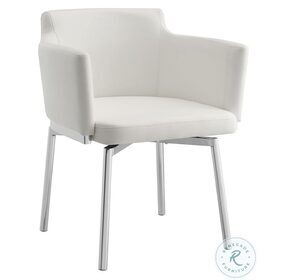 Suzzie White And High Polished Stainless Steel Arm Chair