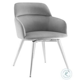 Pirouette Grey And High Polished Stainless Steel Arm Chair