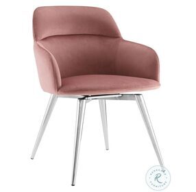 Pirouette Pink And High Polished Stainless Steel Arm Chair