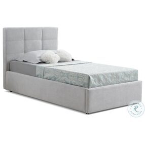Mario Light Gray Twin Upholstered Panel Bed