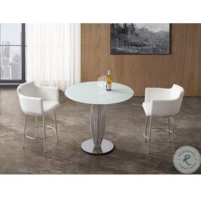Tasso White Glass Counter Height Dining Room Set