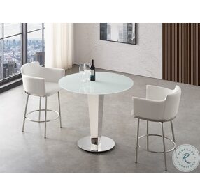 Enzo White Glass Counter Height Dining Room Set