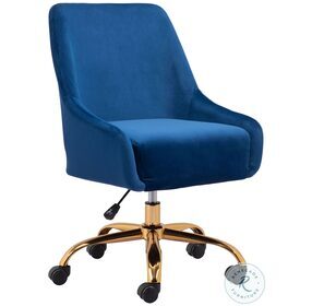 Madelaine Navy And Gold Swivel Office Chair