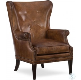 Maya Light Brown Wing Leather Club Chair