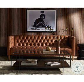 Williams Natural Washed Camel Leather 75" Sofa
