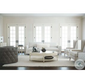 East Hampton Cerused Linen Oval Occasional Table Set