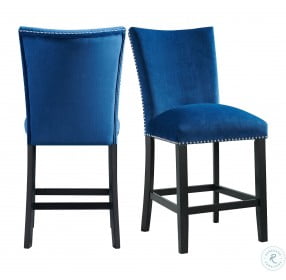 Celine Blue Velvet Counter Height Chair Set Of 2
