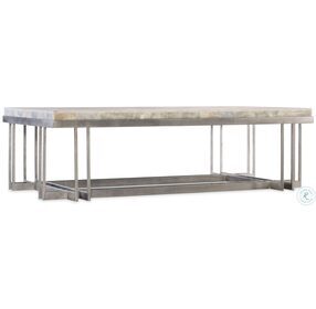 Marin White Onyx And Pewter Metal Rectangular Cocktail Table