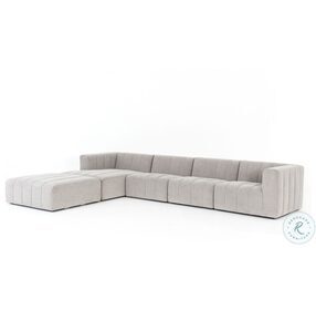 Langham Napa Sandstone Channeled 4 Piece LAF Chaise Sectional with Ottoman