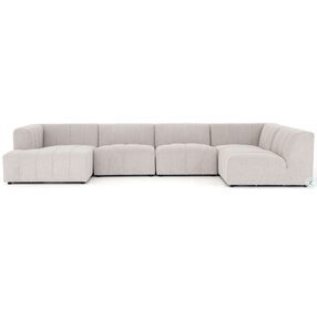Langham Napa Sandstone Channeled 5 Piece LAF Chaise Sectional
