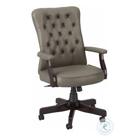 Arden Lane Washed Gray Leather High Back Adjustable Swivel Arm Office Chair
