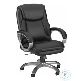 Market Street Black Leather High Back Executive Adjustable Swivel Office Chair