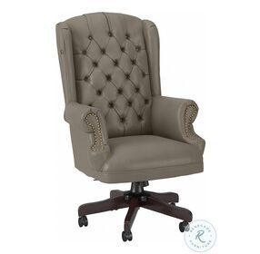 Yorkshire Washed Gray Leather Wingback Executive Adjustable Swivel Office Chair