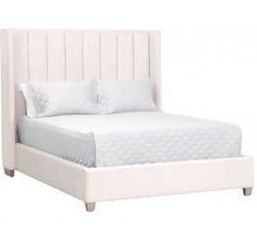 Chandler Cream Velvet Queen Panel Bed