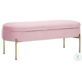 Chloe Blush Pink Velvet And Gold Steel Storage Bench