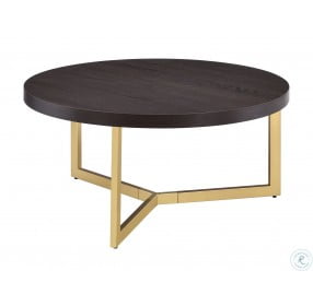 Melrose Espresso And Gold Round Coffee Table