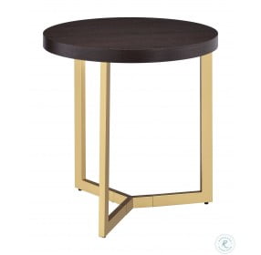 Melrose Espresso And Gold Round End Table