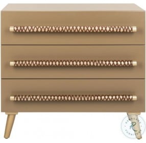 Raquel Taupe Gold And Brown Faux Leather 3 Drawer Accent Chest