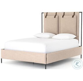 Leigh Palm Ecru Queen Upholstered Panel Bed