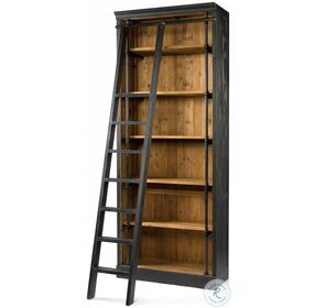 Ivy Matte Black Sealed Bookcase With Ladder